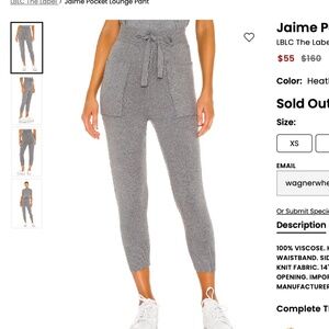 Revolve LBLC the label Jamie Pocket Lounge Pants NWT